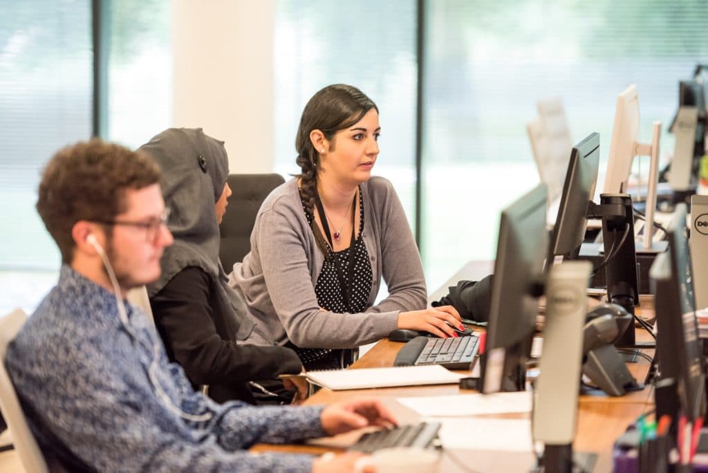 Employees Working on computers