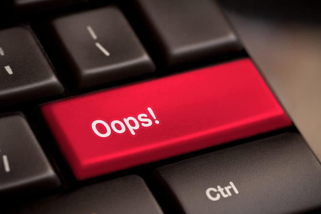 "Opps!" button on a computer keyboard