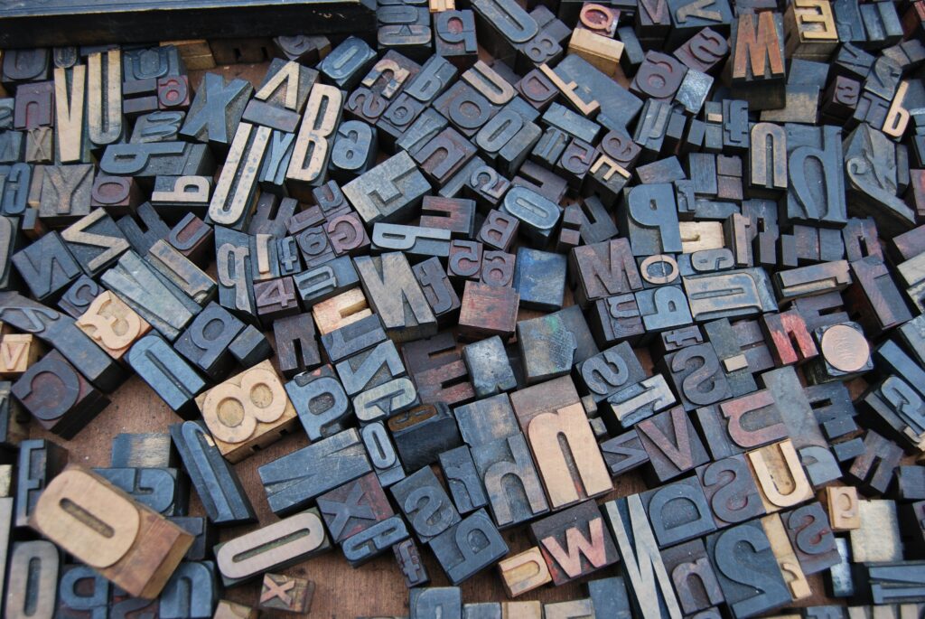 Printing press letter blocks