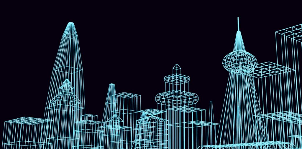 Vector lines create a future cityscape 