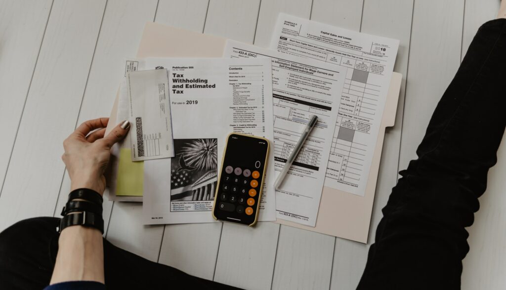 Person going over tax documents