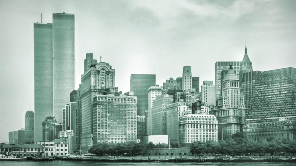 New York City skyline prior to September 11, 2001.