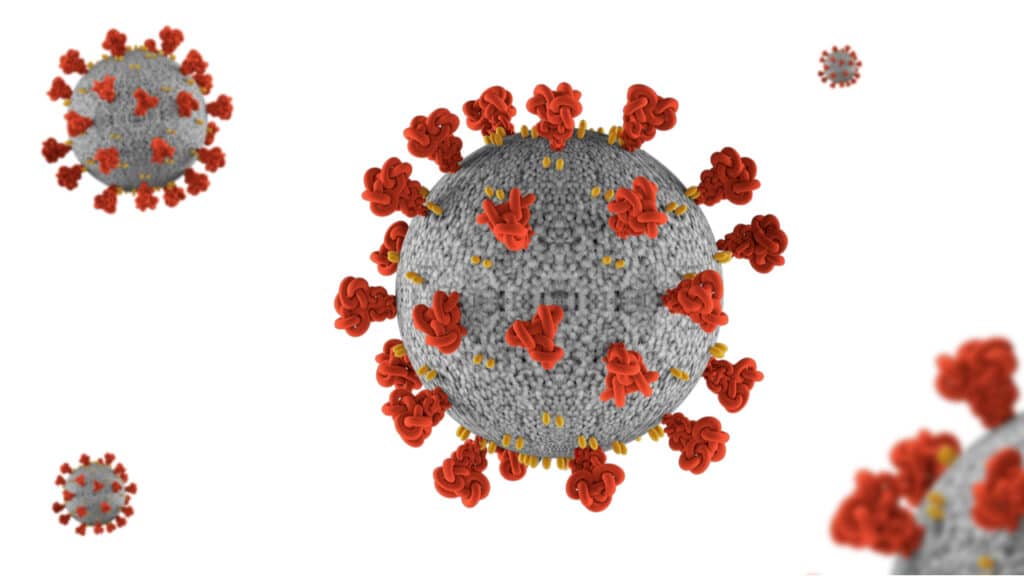 Extreme close-up of COVID-19 virus