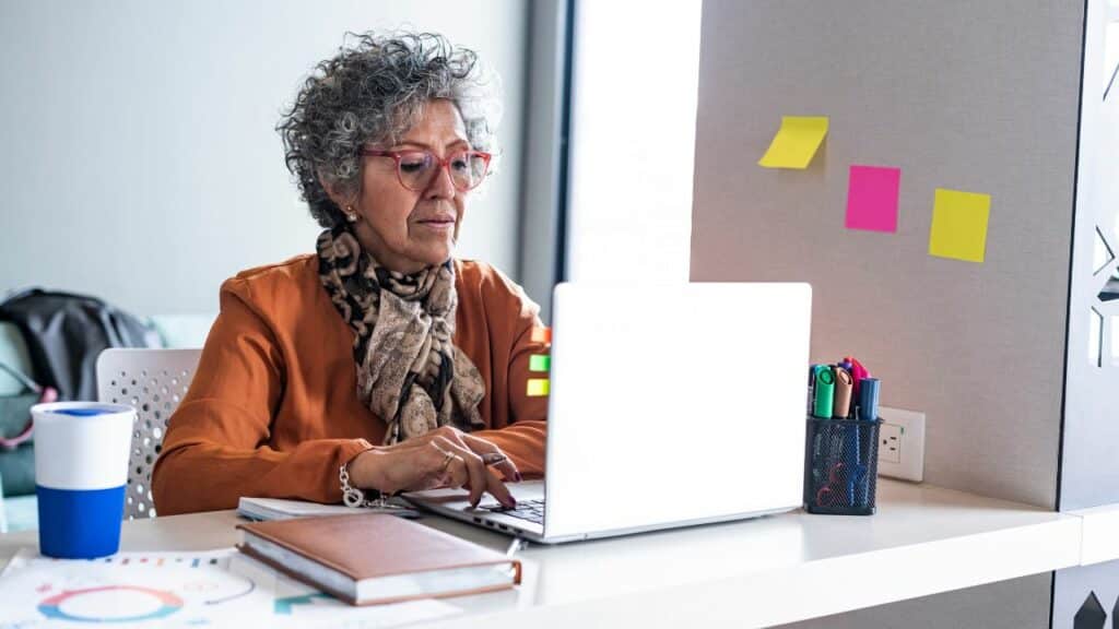 Person working on laptop computer