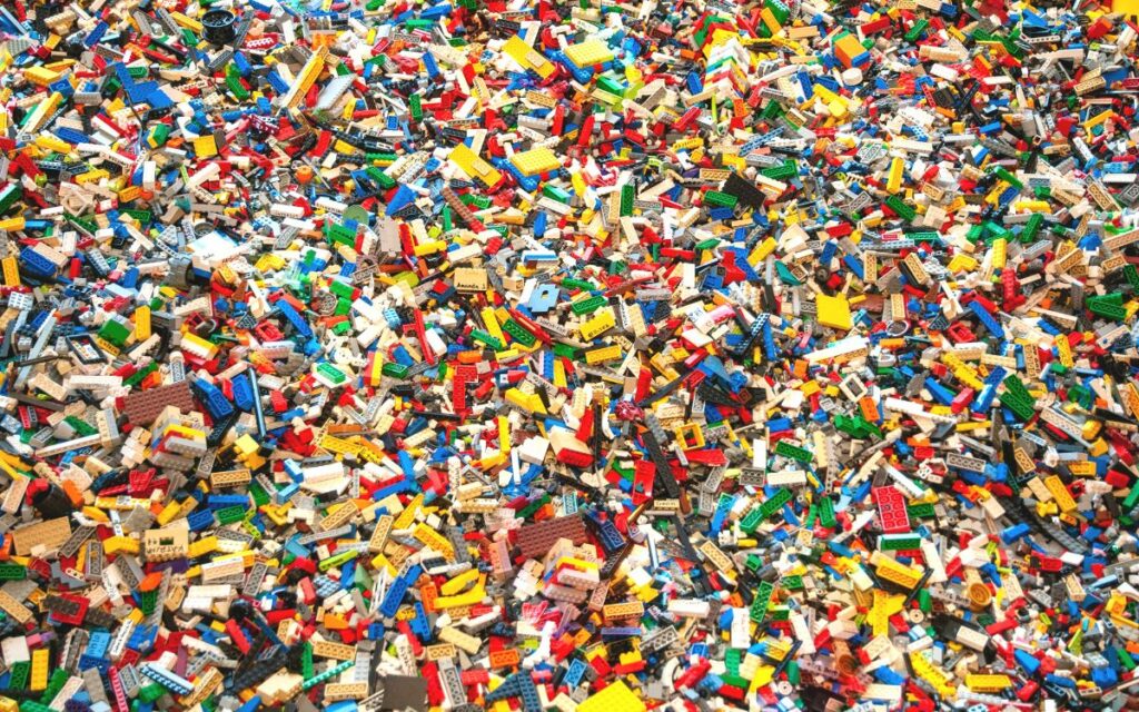 a pile of LEGO bricks