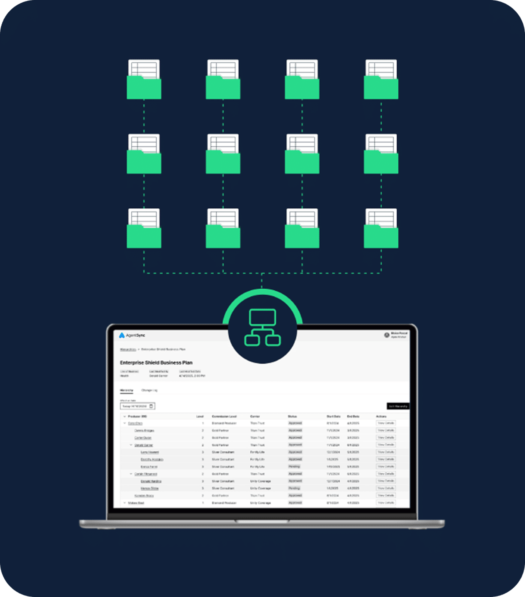 Laptop and organized folder structure graphic